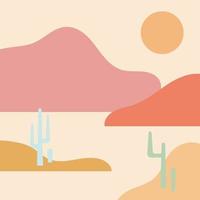 cactussen woestijn zon zacht kleuren vector