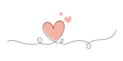 harten doorlopend een lijn kunst tekening, valentijnsdag dag concept, hart liefde paar schets artistiek geïsoleerd vector