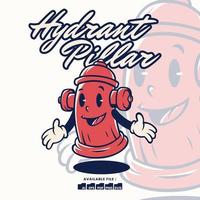 vector wijnoogst retro mascotte karakter logo een hydrant pijler