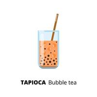 vlak tapioca bubbel thee in glas. vector