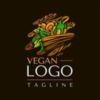 decoratief veganistisch voedsel logo ontwerp sjabloon. natuurlijk maaltijd logo vector grafisch.