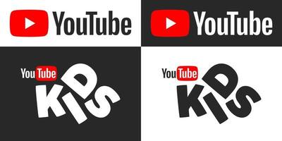 vinnitsa, Oekraïne - februari 7, 2023. youtube logo's. youtube kinderen. vector illustratie