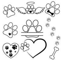 hart poot icoon vector set. hond poot illustratie teken verzameling. liefde hond symbool.