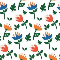 naadloos botanisch patroon met hand- getrokken bloemen en bladeren. omhulsel papier. abstract bloemen textuur. vector