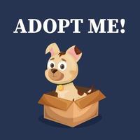 nationaal puppy dag.puppy in een doos in tekenfilm stijl. hond adoptie vector
