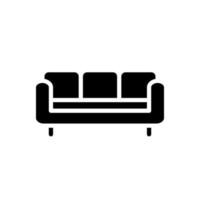 sofa zwart glyph icoon. sectioneel leer bank. inrichting voor leven kamer. modern hedendaags huis meubilair op te slaan. silhouet symbool Aan wit ruimte. solide pictogram. vector geïsoleerd illustratie