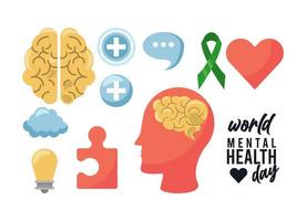 pictogrammen van de campagne van de dag van de geestelijke gezondheid vector