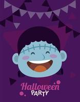 happy halloween-feest met frankenstein en slingers vector