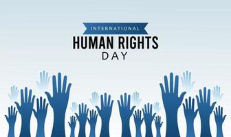 mensenrechten dag poster met handen omhoog silhouet vector