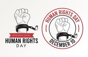 mensenrechten dag poster met handen breken handboeien vector
