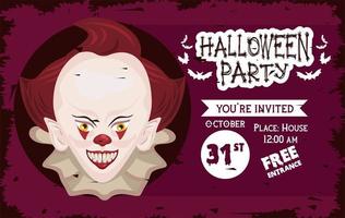 Halloween horror party viering poster met kwade clown vector