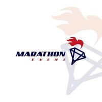 modern marathon logo ontwerp met fakkel lijn kunst sjabloon vector