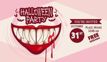 Halloween horror party viering poster met mond en bloed vector