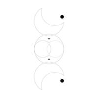 eps10 zwart vector abstract lijn kunst van maan met schijnend sterren geïsoleerd Aan wit achtergrond