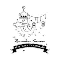 vlak Ramadan kareem met tekening illustratie vector