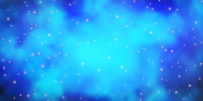 donkerblauwe vectorachtergrond met kleine en grote sterren. vector