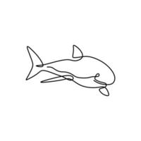 haai vis, een lijntekening ontwerp silhouet. logo vectorillustratie, goed voor embleem, poster, tatoeage met minimalistische stijl. vector