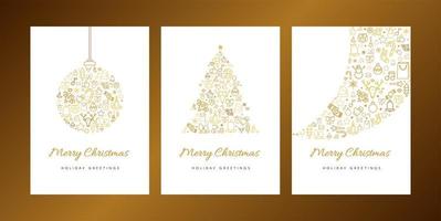 Merry Christmas wenskaart vector sjabloon set