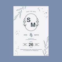 bloemen bruiloft uitnodiging sjabloon biologisch hand- getrokken blad decoratie gemakkelijk minimalistische stijl vector