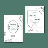 minimalistische bruiloft uitnodiging sjabloon hand- getrokken blad decoratie gemakkelijk stijl vector
