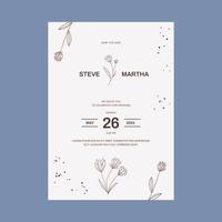 bloemen bruiloft uitnodiging sjabloon biologisch hand- getrokken blad decoratie gemakkelijk minimalistische stijl vector