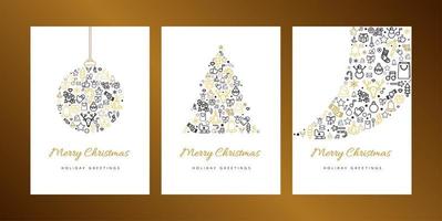 Merry Christmas wenskaart vector sjabloon set