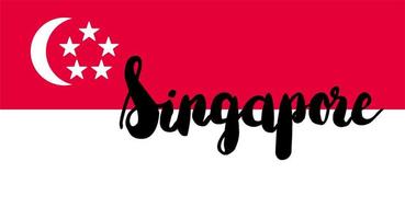 vlag van singapore met tekst vector