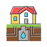 huis drainagesysteem en water opslag kleur pictogram vectorillustratie vector