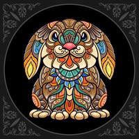 kleurrijk Pasen konijn mandala kunsten geïsoleerd Aan zwart achtergrond vector