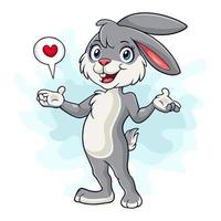 weinig konijn tekenfilm golvend met liefde symbool vector