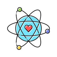 atoom met hart kern kleur pictogram vectorillustratie vector