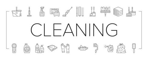 schoonmaken en wassen accessoires pictogrammen instellen vector
