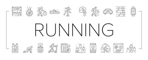 rennen atletisch sport verzameling pictogrammen reeks vector