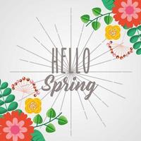 hallo lente poster met bloemenframe vector