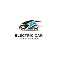 elektrisch auto flash donder silhouet eco logo ontwerp vector sjabloon