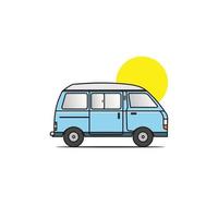 camper busje met zon logo ontwerp vector icoon inspiratie