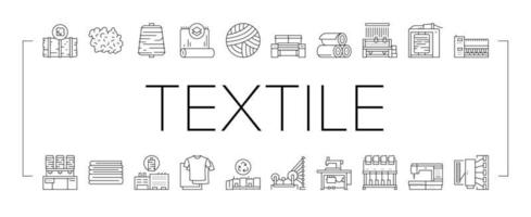 textiel productie verzameling pictogrammen reeks vector