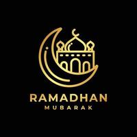 Ramadan gouden logo ontwerp vector illustratie. Ramadan logo. moskee logo