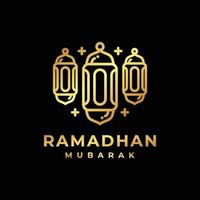 Ramadan logo. Islamitisch lantaarn gouden logo ontwerp vector illustratie. lantaarn logo vector