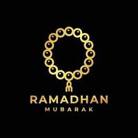 Ramadan logo. Islamitisch gebed kralen gouden logo ontwerp vector illustratie. gebed kralen logo