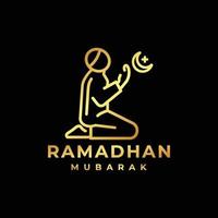 Ramadan logo. Islamitisch bidden gouden logo ontwerp vector illustratie