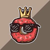 king donut logo mascotte bril dragen vector