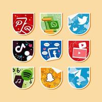 sociaal media logo in sticker vector