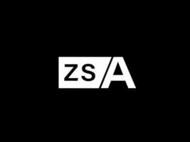 zsa logo en grafiek ontwerp vector kunst, pictogrammen geïsoleerd Aan zwart achtergrond