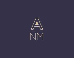 anm brief logo ontwerp modern minimalistische vector afbeeldingen