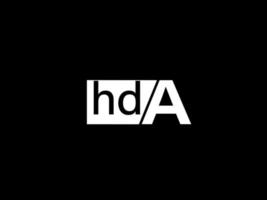 hda logo en grafiek ontwerp vector kunst, pictogrammen geïsoleerd Aan zwart achtergrond