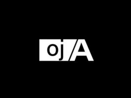 oja logo en grafiek ontwerp vector kunst, pictogrammen geïsoleerd Aan zwart achtergrond