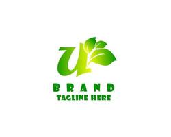 u brief blad eerste natuur logo ontwerpen, modern brief groen natuur logo vector icoon illustratie