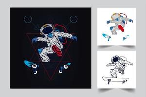 astronaut skateboard kunstwerk illustratie vector