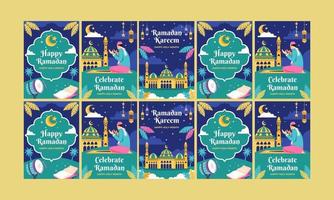 Ramadan kareem sociaal media verhalen vector vlak ontwerp